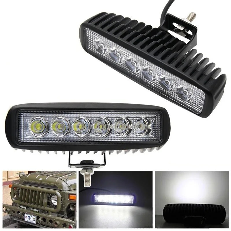 2PCS 18W Work Drl Spotlight Bright Offroad SUV Truck