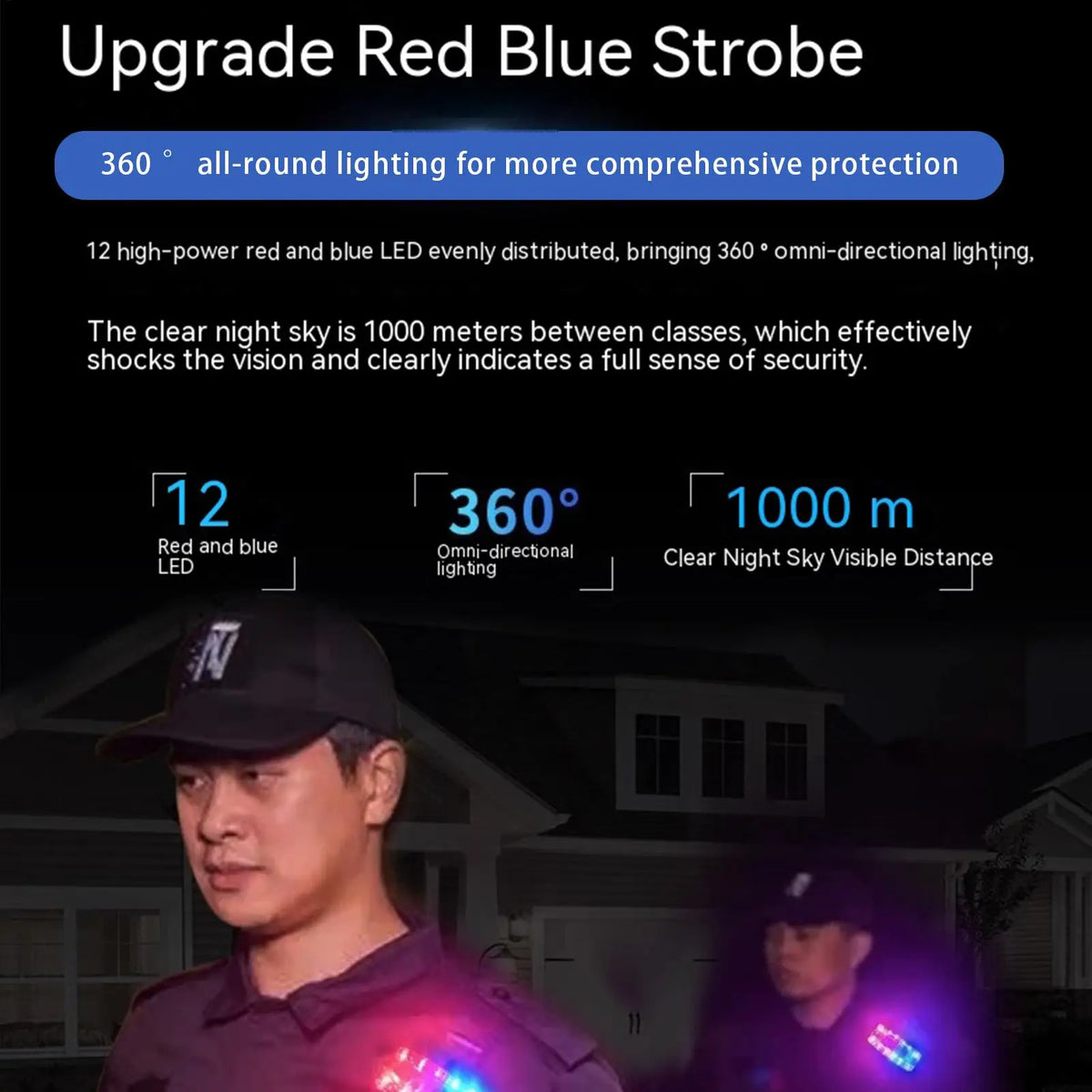 Safety Patrol Alarm Flash Signal Strobe Red Blue Shoulder