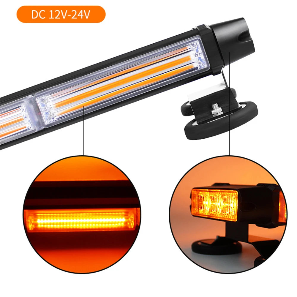 For Tow 66CM Cob Strobe Bar Roof Magnetic Flashing Warning White
