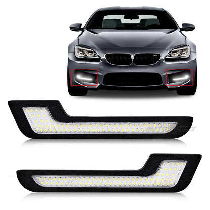 2X Daytime Running White l-shape Strips Smd Glass Lens