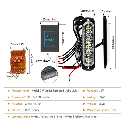 Grill Strobe Red Blue Yellow Emergency Lamps 12V Safety