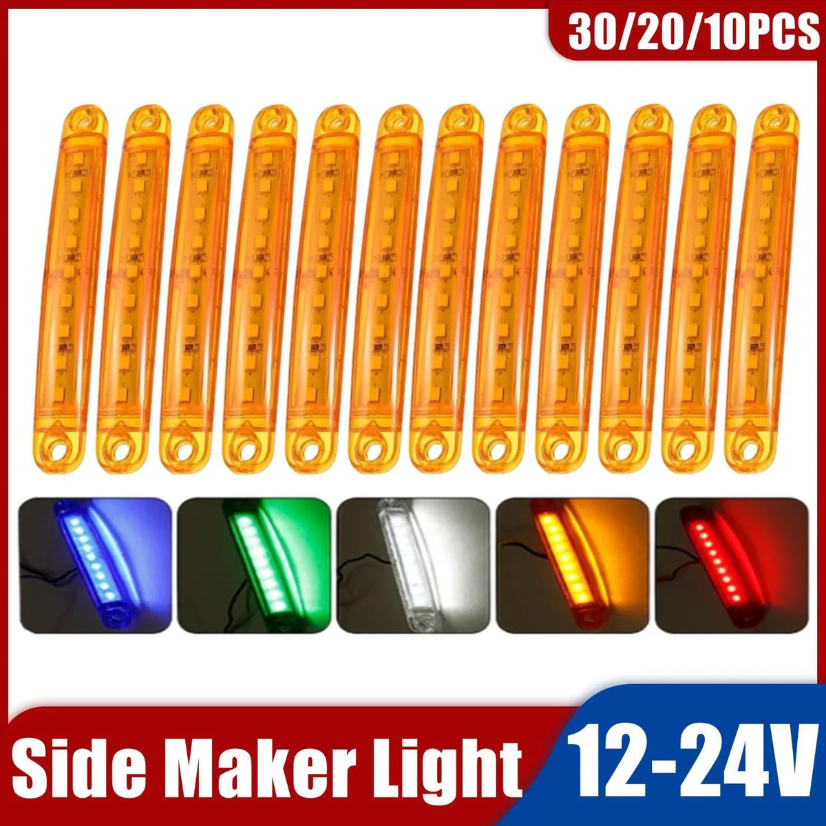 10PCS 12v-24v Clearence Front Rear Side Marker Indicators Truck
