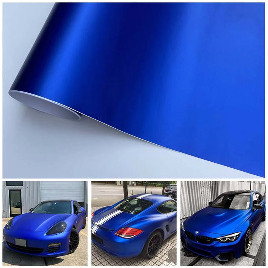 Satin Metallic Blue Wrapping Vinyl self-adhesive Matte Chrome