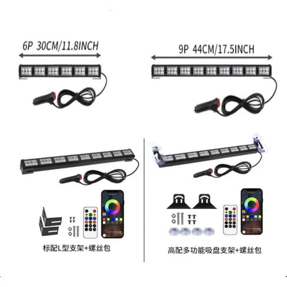 6P 9P Warning Strobe Bars Wireless APP Remote Control