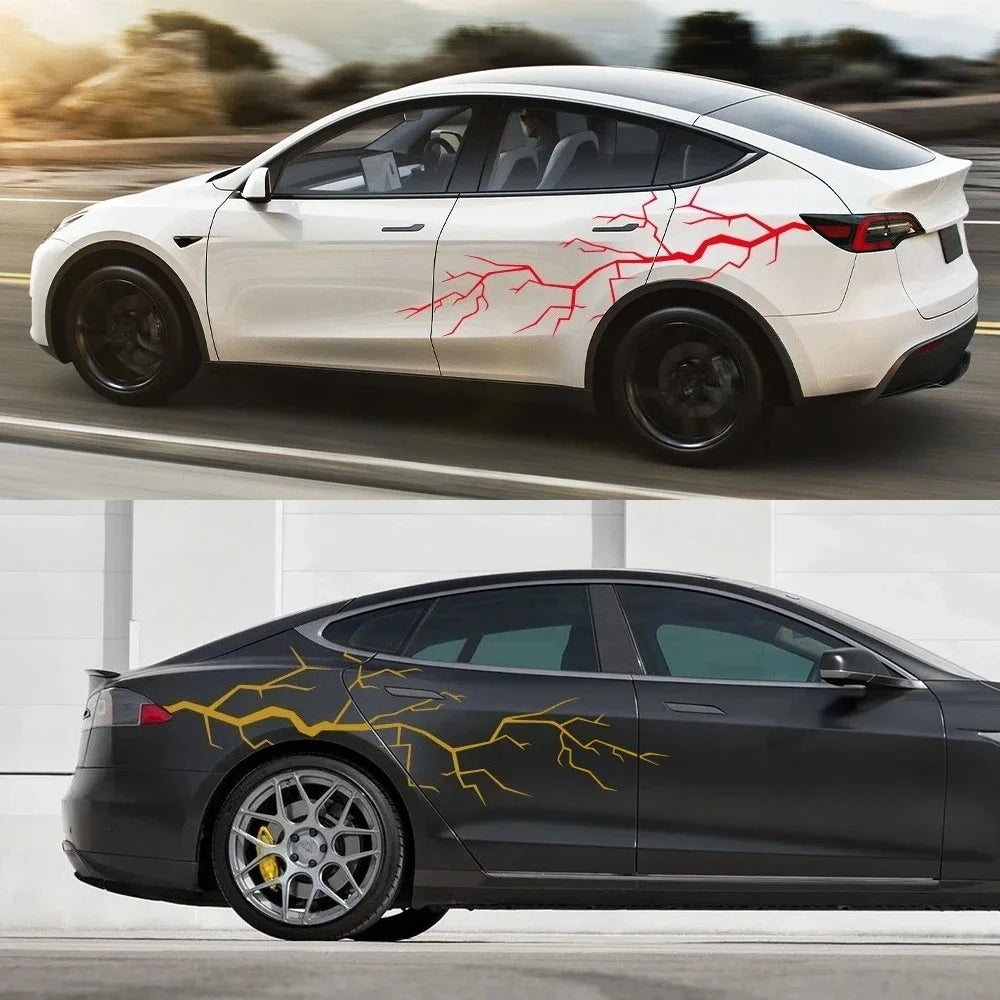 For Tesla Model X S Y 2PCS Door Side Stickers Lightning Sticker