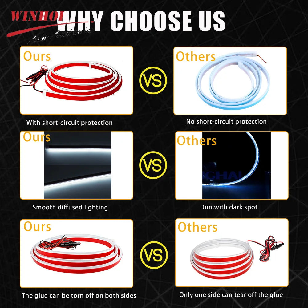 Dynamic Hood Strip Exterior Flexible Daytime Running Engine Cover