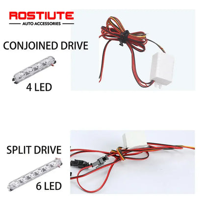 For Bicycle Motorcycle Vehicles 2PCS Strobe Bar 12V Flashing