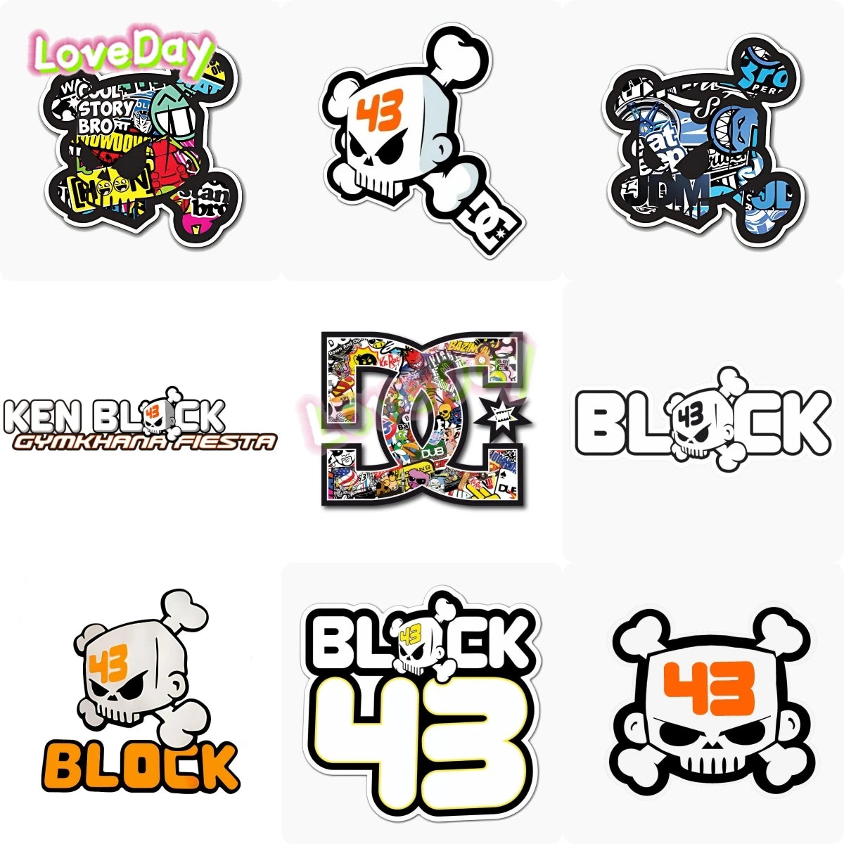 Ken Block Skulls Sticker Funny Vinyl Cartoon Racing Stickers