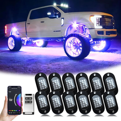 For Offroad Yilaie RGB Rock 12 Pods APP Rf Control Neon