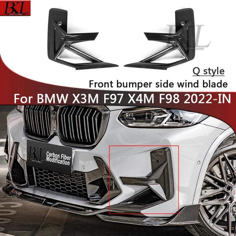 For BMW X3M F97 X4M F98 Dry Carbon Fiber Front Bumper Fog Frame