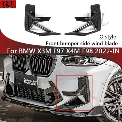 For BMW X3M F97 X4M F98 Dry Carbon Fiber Front Bumper Fog Frame