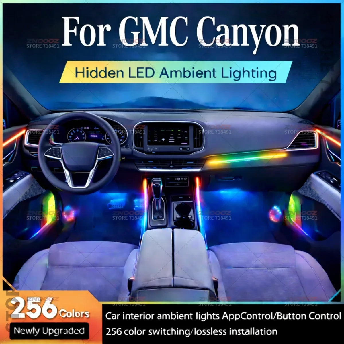 For GMC Canyon 22IN1 RGB Interior Acrylic Ambient RGB Hidden
