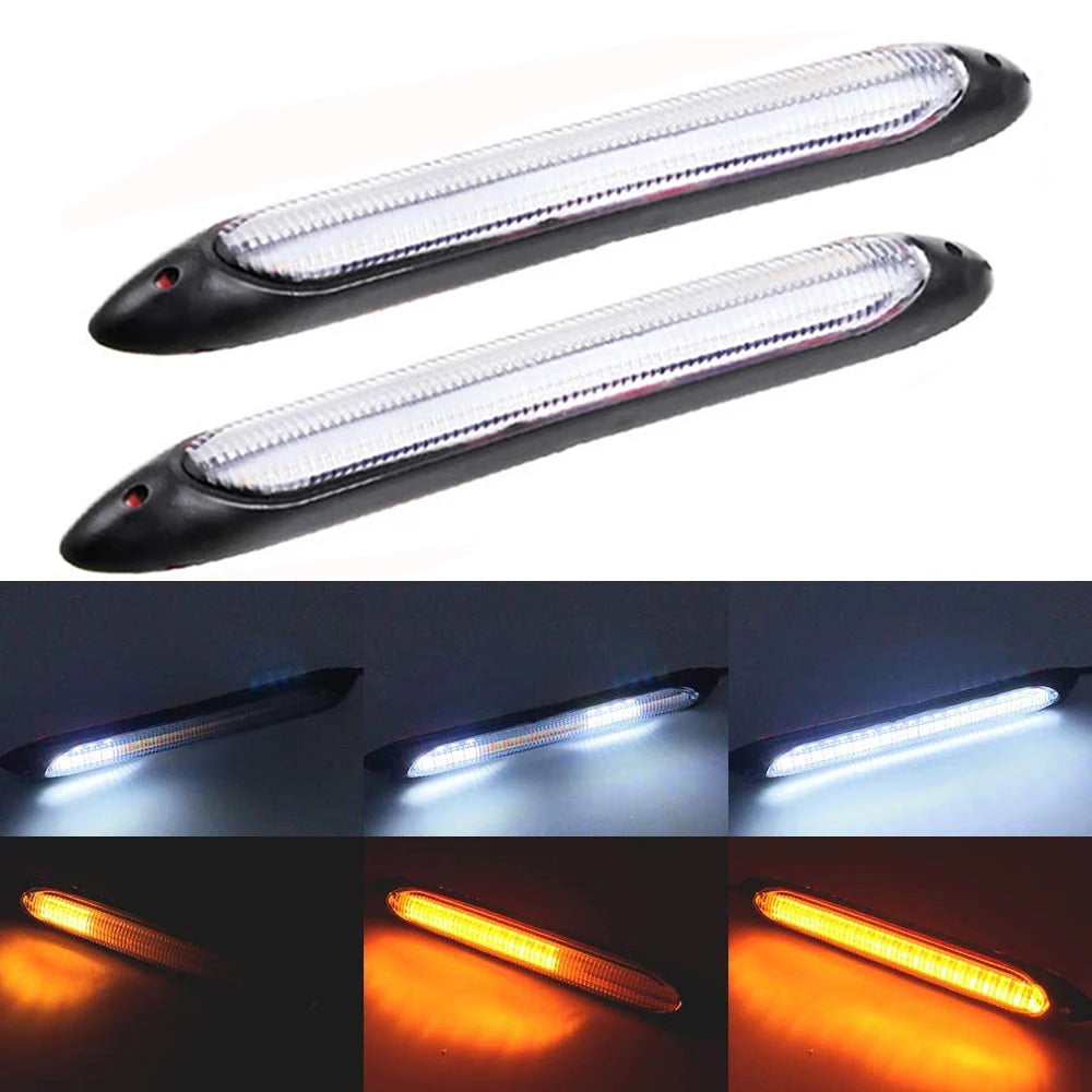 DRL Daytime Running Strip Car Headlight Decoration Turn Signal Light Strip Sequential Yellow Flow White Day Lamp Accesso