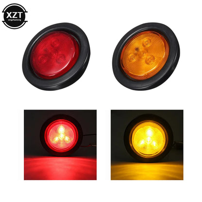 12V 24V 4LED Round Side Marker Orange Red Indicator