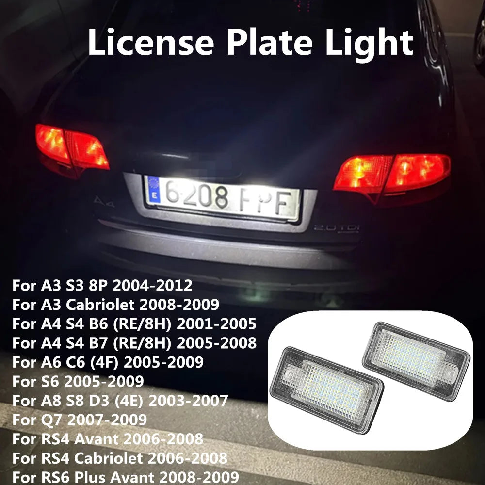 For Audi A4 S4 B6 B7 White Error License Plate Bulbs A3 8P S3 A6