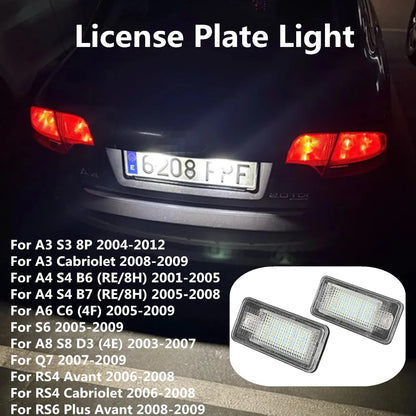 For Audi A4 S4 B6 B7 White Error License Plate Bulbs A3 8P S3 A6