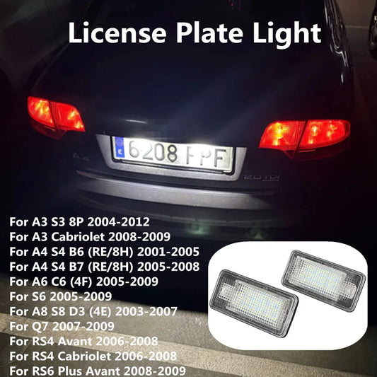 For Audi A4 S4 B6 B7 White Error License Plate Bulbs A3 8P S3 A6