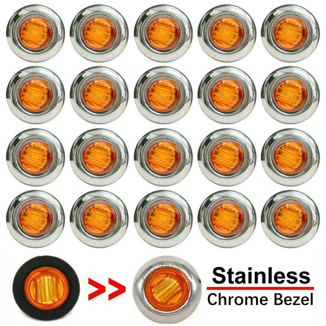 50PCS Inch MINI Round Trailer Side Marker Indicator Trucks