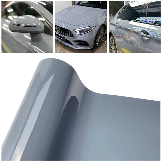 For Motorcycle Gloss Grey Vinyl Wrap Film Waterproof Shiny