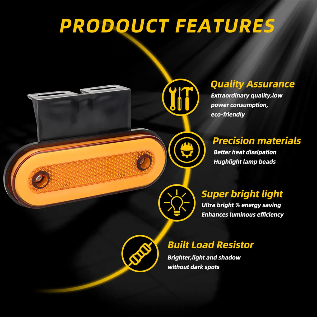 10PCS 12V 24V Truck Side Marker Trailer Van Bus