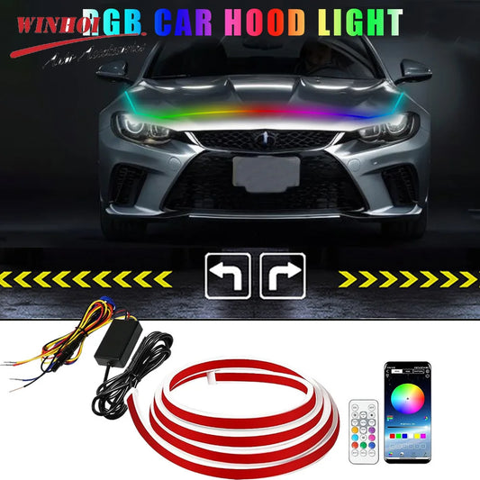 Dynamic Scan RGB Hood Strip Daytime Running Drl Flexible
