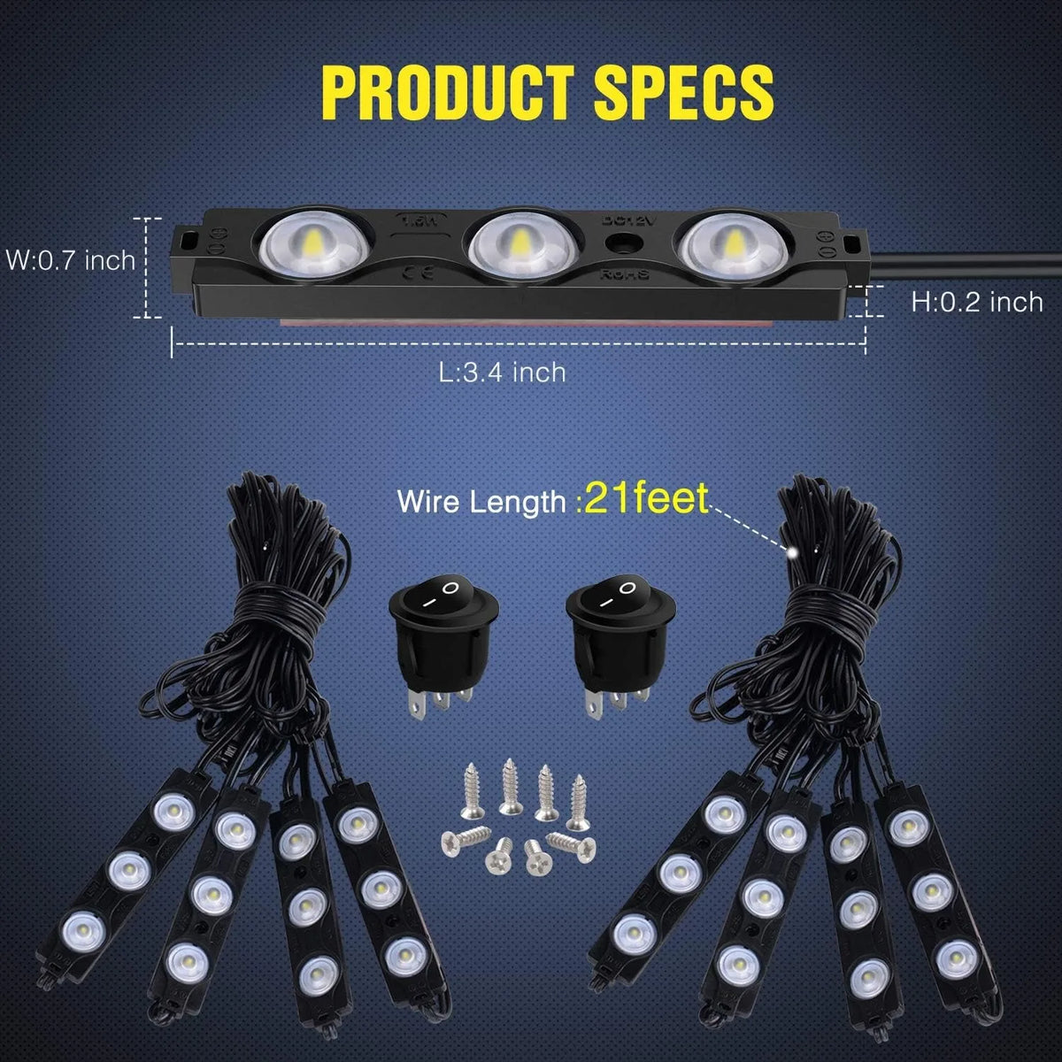 For Cargo Nilight 8PCS 24LED Rock Truck Pickup Bed Off Road