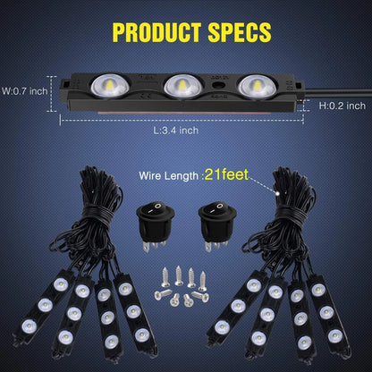 For Cargo Nilight 8PCS 24LED Rock Truck Pickup Bed Off Road