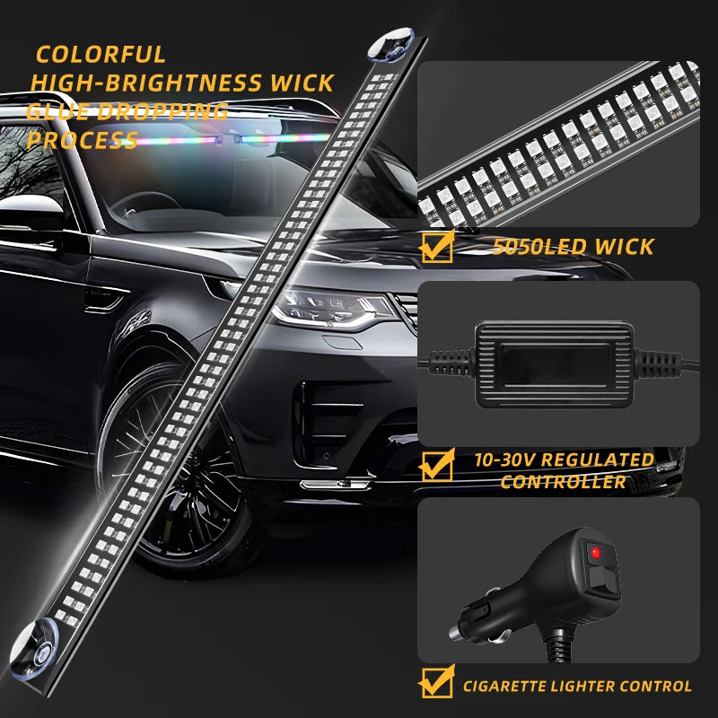 2PCS 192LED Windshield Bar Strobe Truck Roof Flashing Warning
