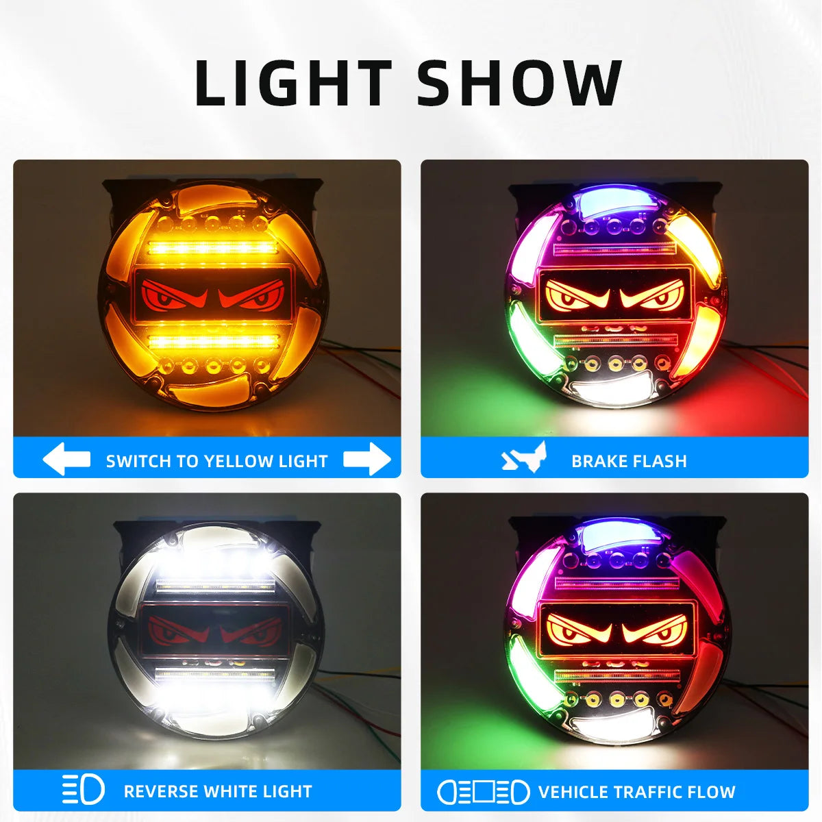 4PCS Devil S Eye Truck Fog 12V Warning Colorful