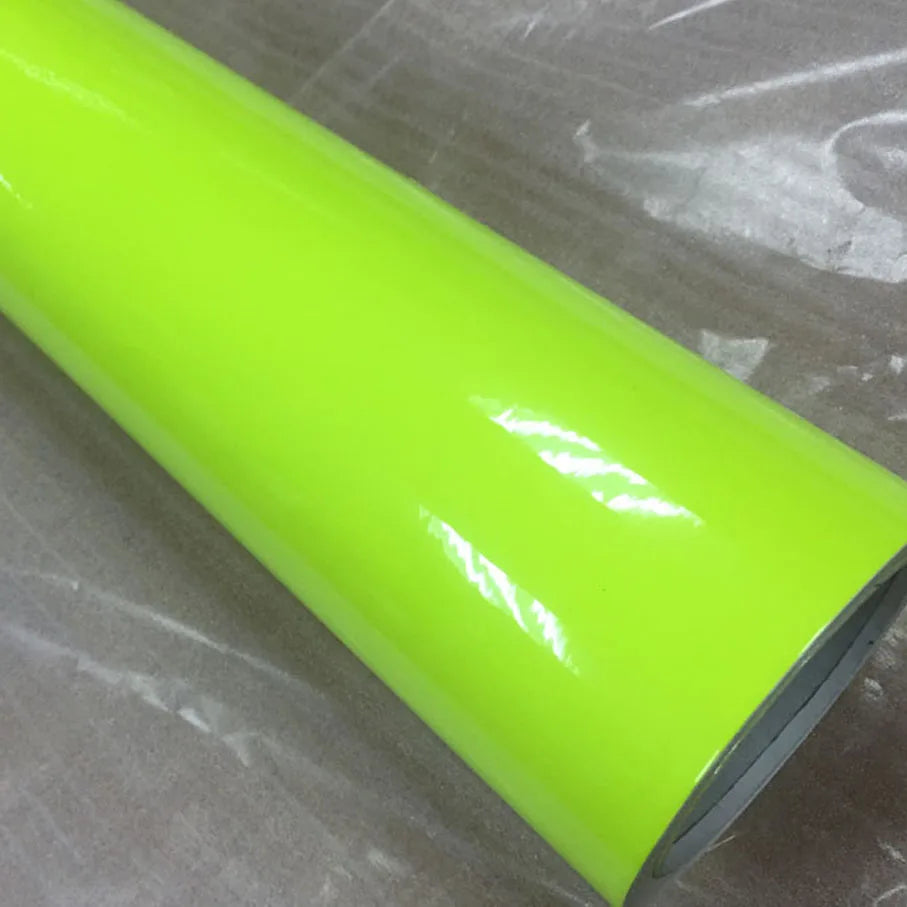 Premium Glossy Fluorescent Yellow Vinyl Sticker Air Bubble Wrap