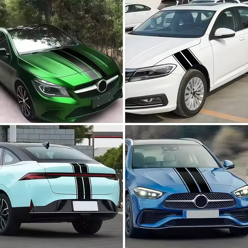 For Diy Auto Hoods Stripe Decals Waterproof Stickers Durable