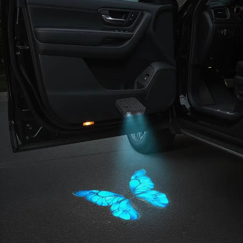 2PCS Door Welcome Butterfly Pattern Projector Step Courtesy
