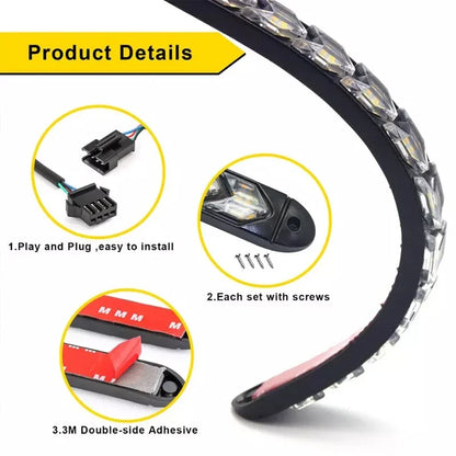 Daytime Running Strip 2PCS Waterproof Sequential Flexible Yellow