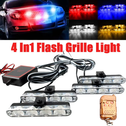 12V Red Blue Emergency Flash Signal IN1 Grille Assembly
