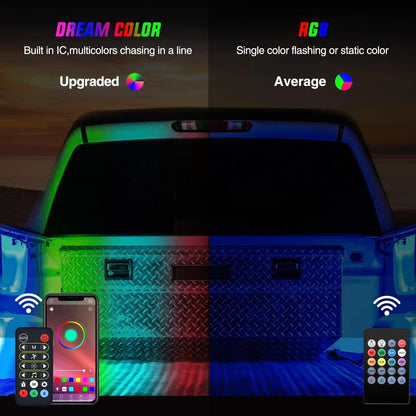 For Pickup Nilight Rgbic Truck Bed Strip 3PCS Cargo APP Rf