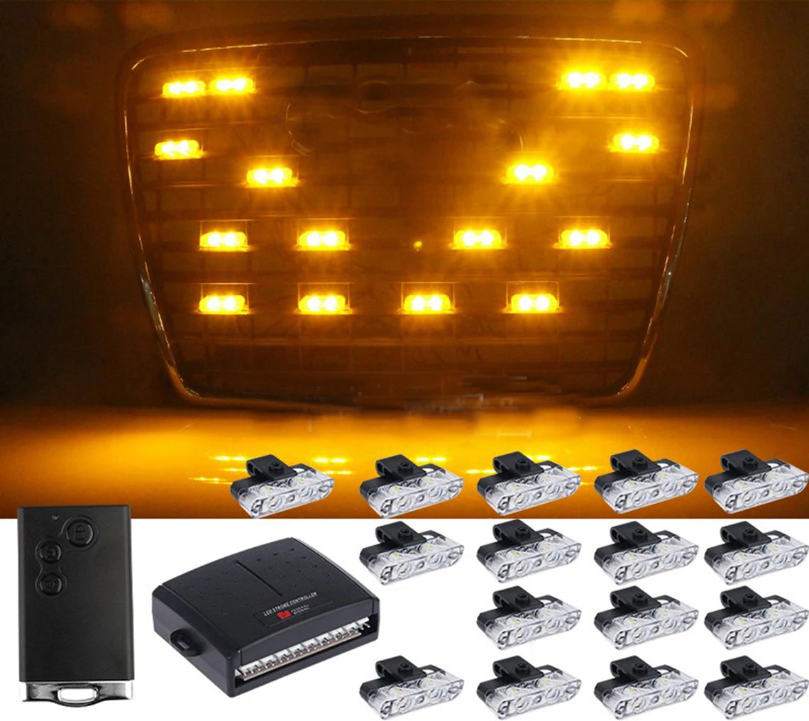 In SUV Grille Strobe Warning Flashing External Wireless Control