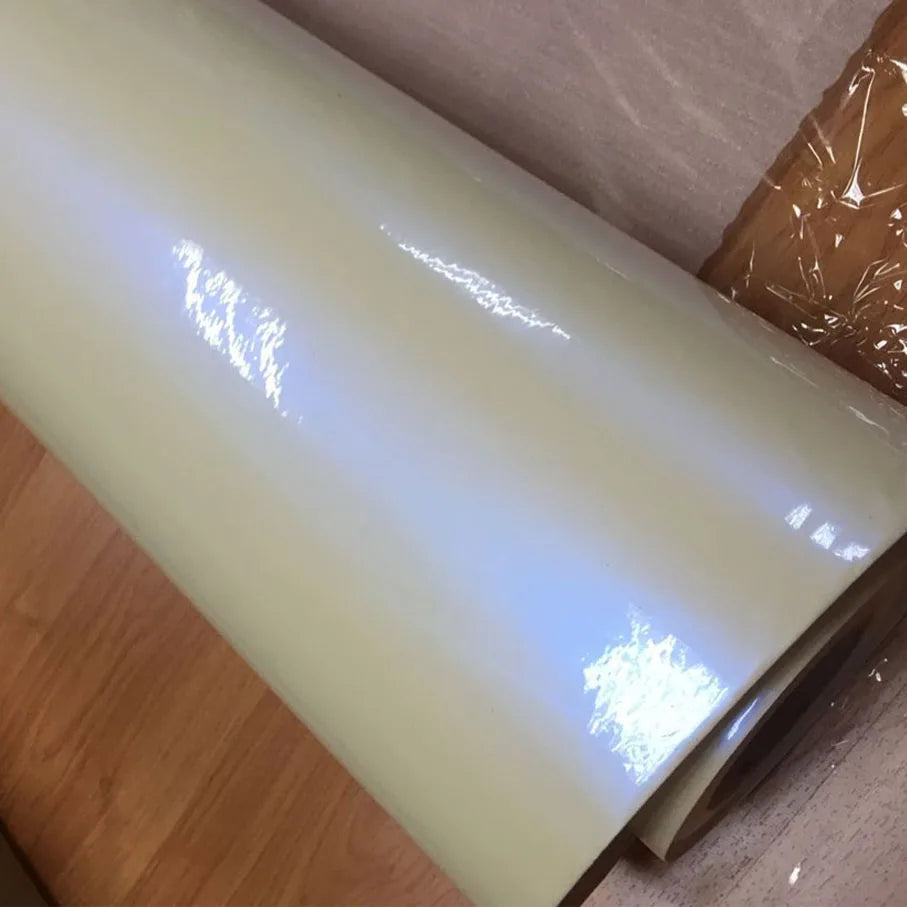 Premium Glossy Chameleon Pearl White Vinyl Sticker Bubble Air