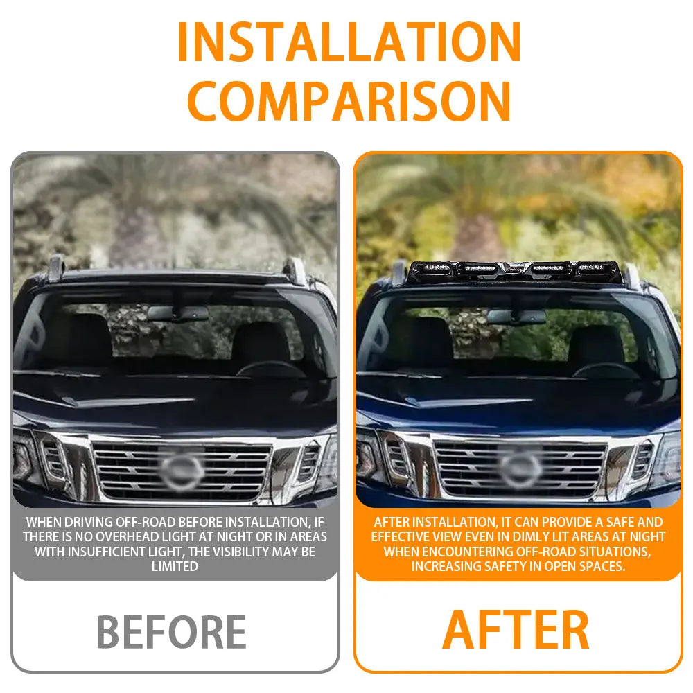 For Nissan Navara 2023 2024 LED Front Roof Wing Lip Bars Pickup