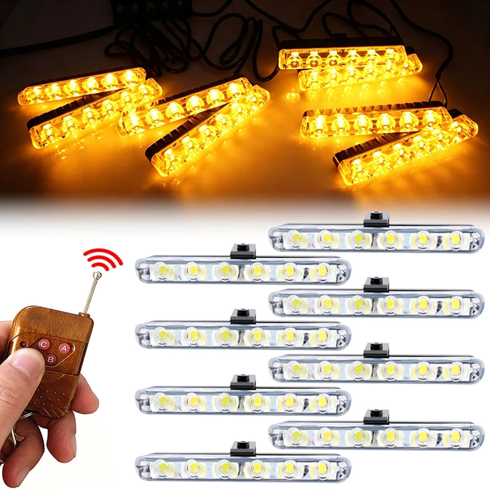 Grille Strobe Red Blue Yellow Remote Wireless Control Emergency