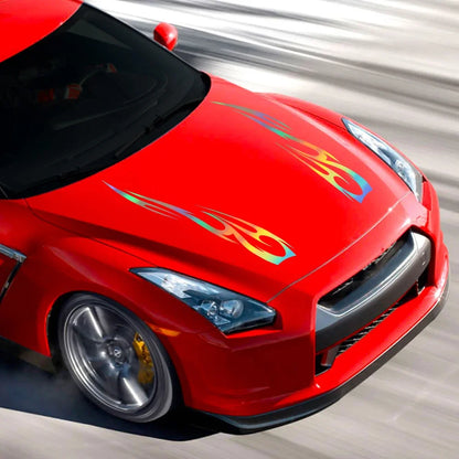 Engine Hood Stripe Sticker Flame Pattern Racing Sports Body