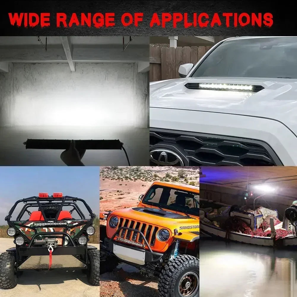 For Motorcycle 6D Ultra Strip Bar Inch Driving Fog Work 4X4