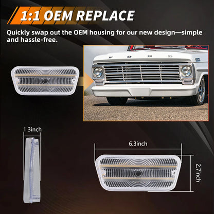 For 1967 1968 1969 1970 1971 2PCS Front Bumper Parking Drl Turn