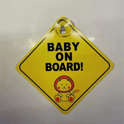 Baby On Board Safety Window Suction Cup Yellow Warning