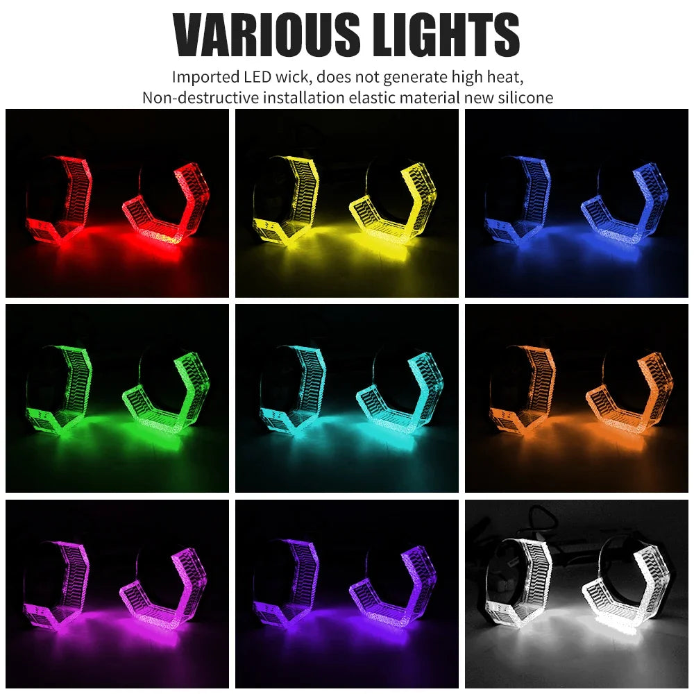 For Bi LED Headlights Projector Lens 2.5 3.0inch Crystal RGB