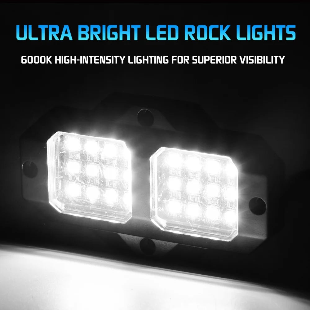 8pods White Rock 24 Smd Chips Underbody Lighting 6000K