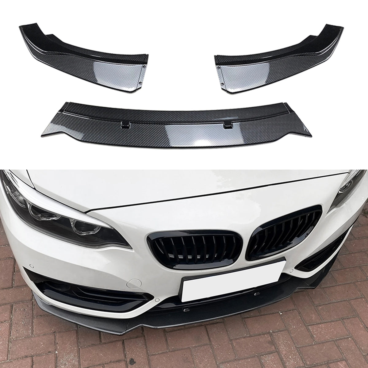 For BMW 2 Series F22 F23 Carbon Fiber Look Gloss Black Front