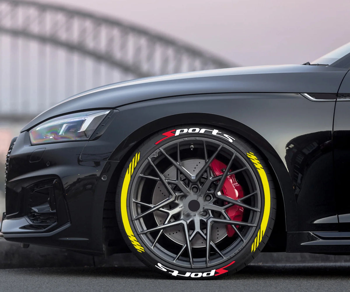 For 4 Tires Sports Tire Wheel Stickers Lettering Permant Decals