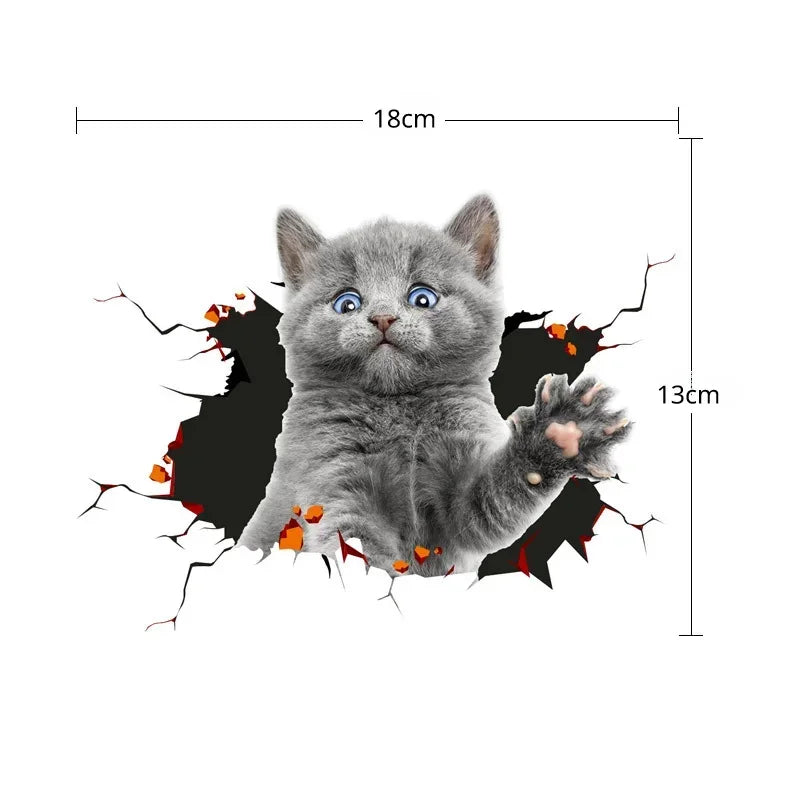 3D Simulation Cute Cats Peeking Peering Creative Funny Vinyl