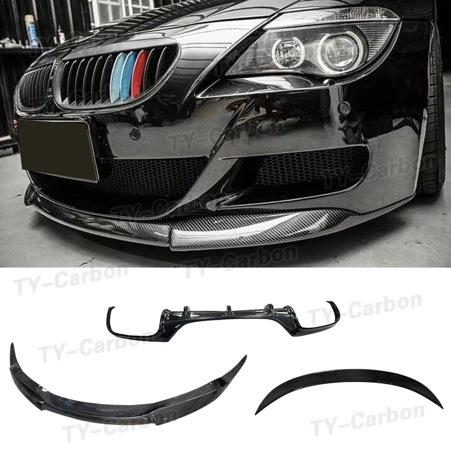 For BMW 6 Series E63 E64 Carbon Fiber 3PCS Set Front Bumper Lip