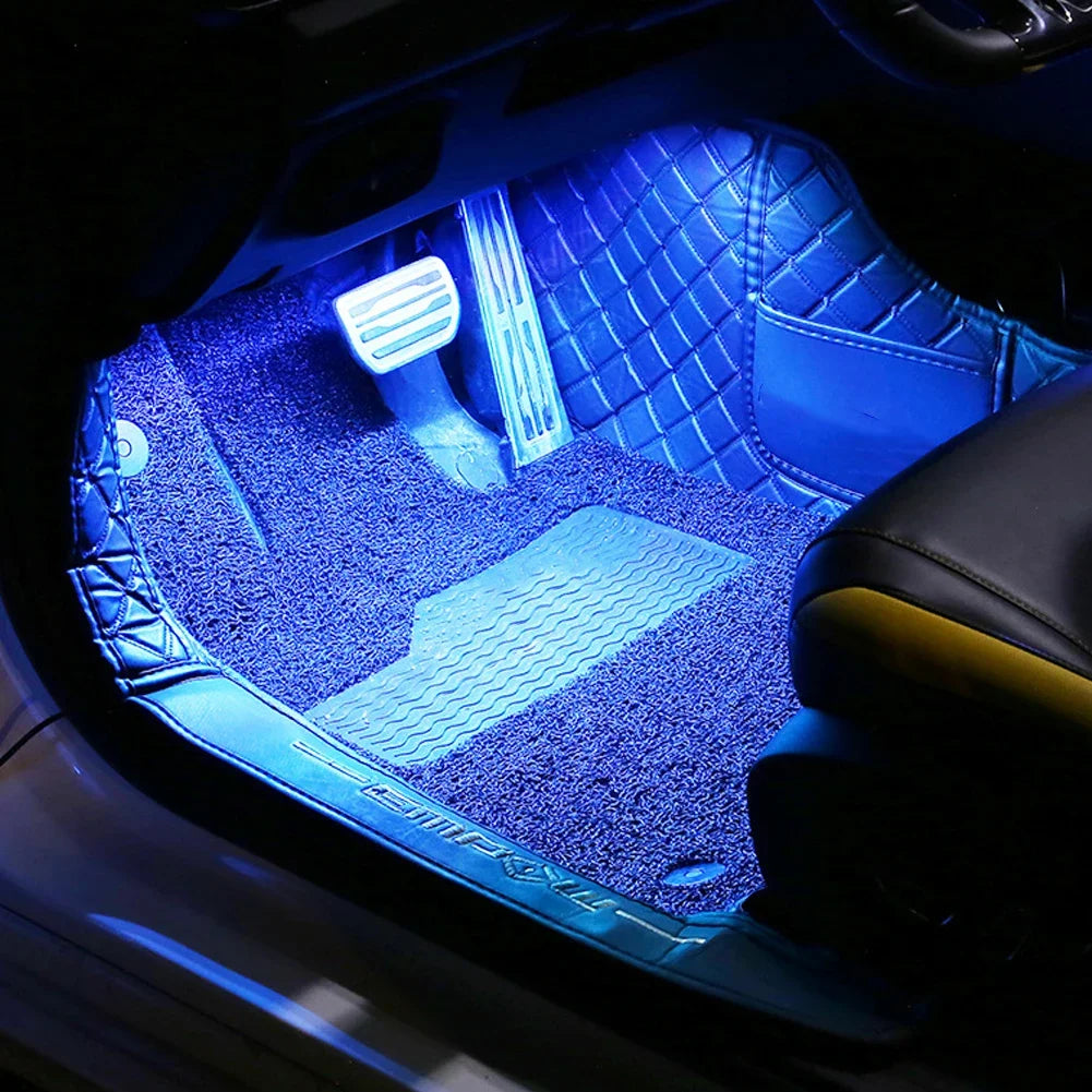 4PCS Set Ambient USB Cigarette Lighter Powered Footwell Interior